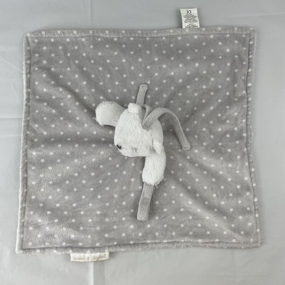 Blankets & Beyond Teddy Bear Grey White Polka Dot Lovey Blanket Pacifier Holder - Picture 3 of 7
